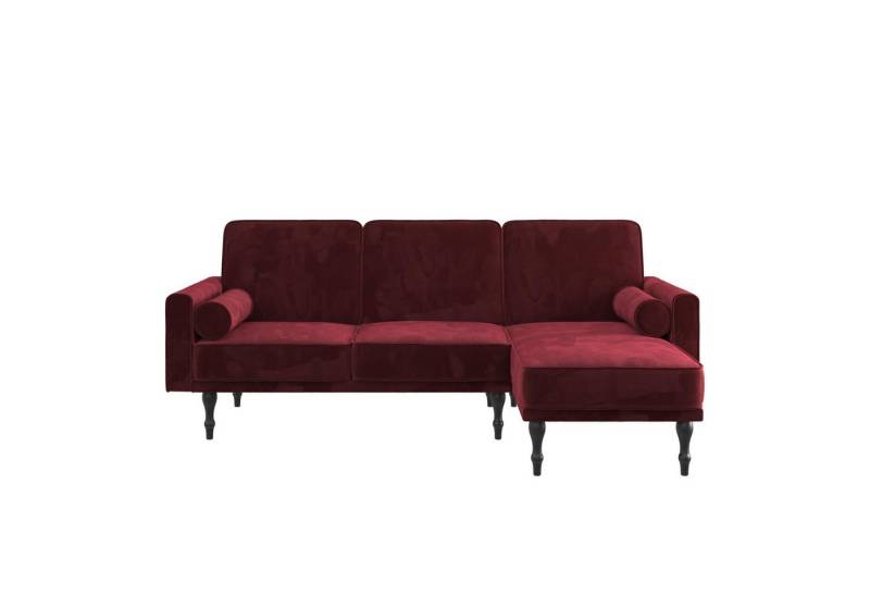 loft24 Ecksofa Edison, Samtbezug, mit 2 Nackenrollen, Breite 211 cm, Schlafsofa von loft24