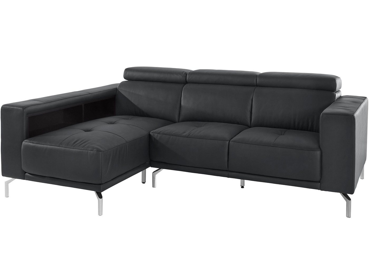 loft24 Ecksofa Napolis, Chaiselounge links, Beine in Chrom Optik, Breite 232 cm von loft24