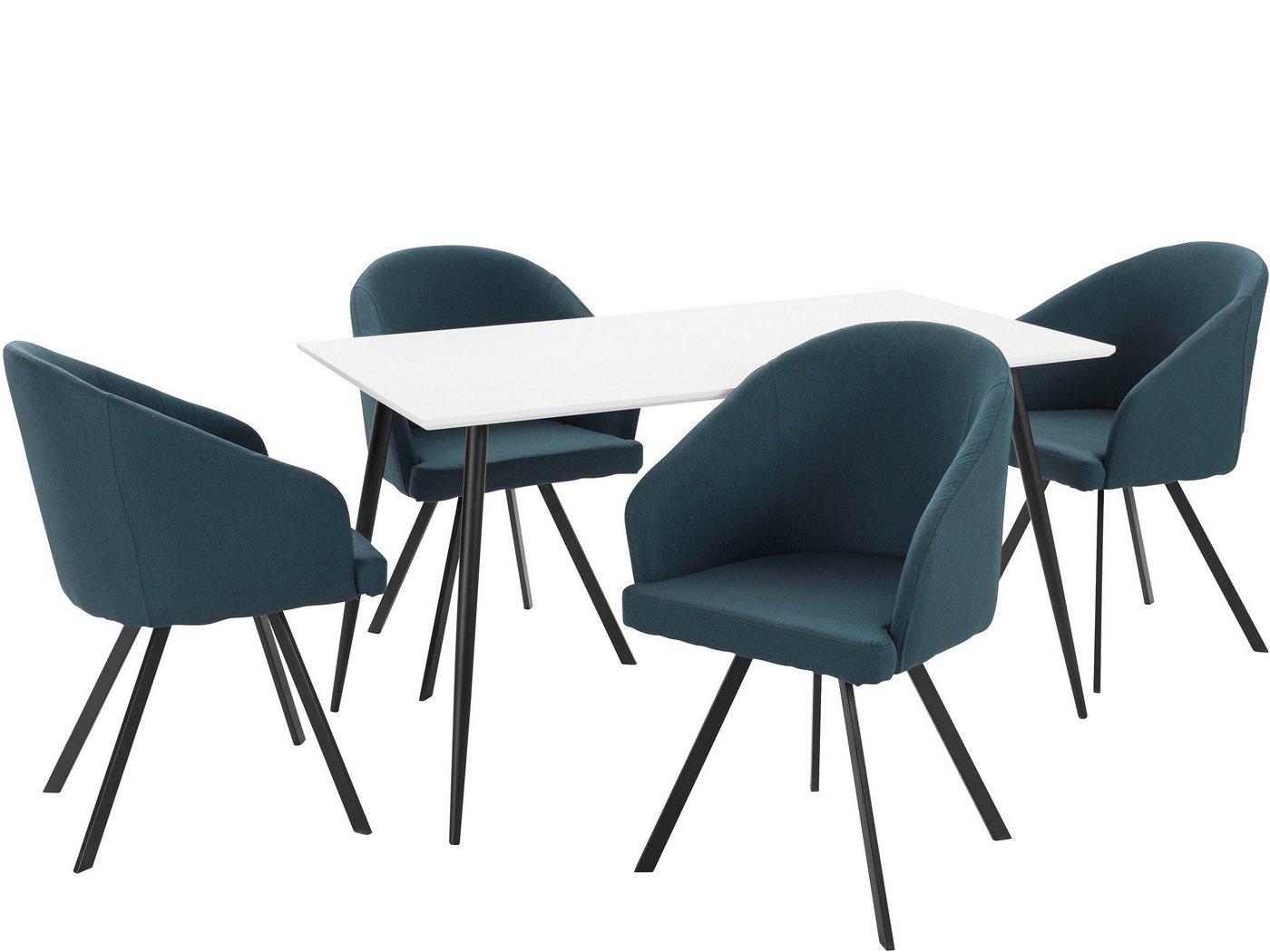 loft24 Essgruppe Dale/Benji, (5-tlg., Esstisch mit 4 Stühlen), Esstisch 140 cm, FSC®-zertifiziert, Sitzhöhe 48,5 cm von loft24
