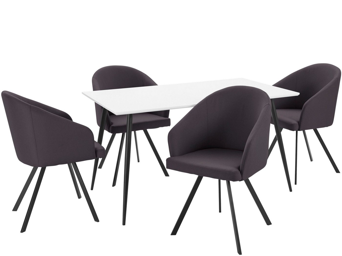 loft24 Essgruppe Dale/Benji, (5-tlg., Esstisch mit 4 Stühlen), Esstisch 140 cm, FSC®-zertifiziert, Sitzhöhe 48,5 cm von loft24