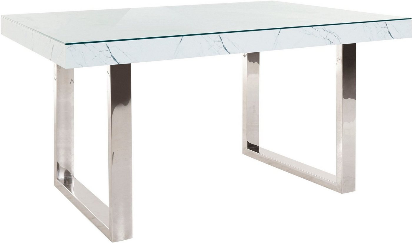loft24 Esstisch Erik, Marmoroptik mit Topplatte aus Sicherheitsglas, Chromgestell loft24 Esstisch Erik, Marmoroptik mit Topplatte aus Sicherheitsglas, Chromgestell von loft24