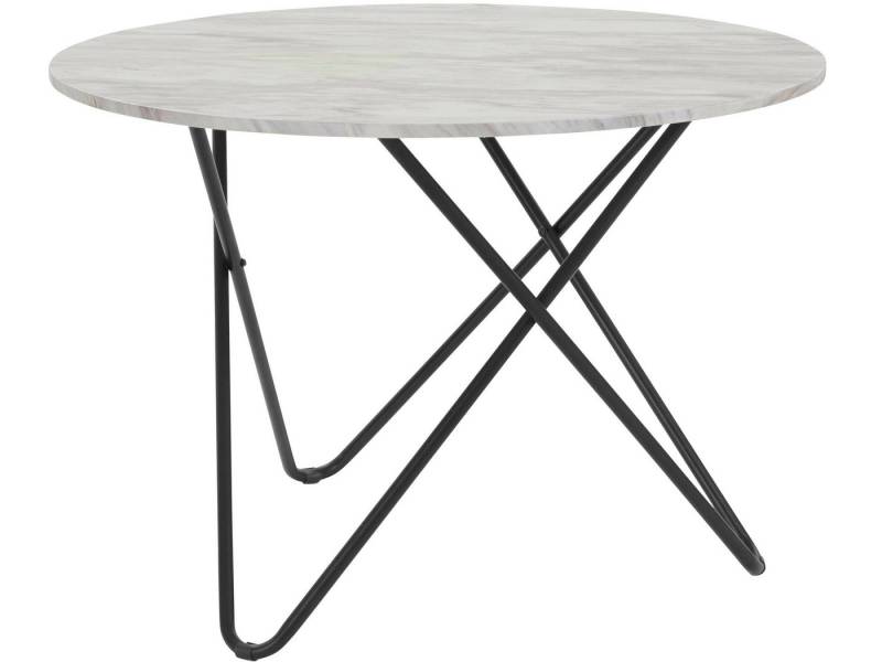 loft24 Esstisch Jonah, mit runder Tischplatte in Marmor Optik, Gestell aus Metall von loft24