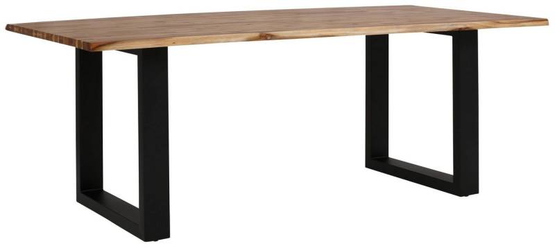 loft24 Esstisch Mangani, Tischplatte aus Akazie in Baumkanten Look, Kufengestell aus Metall von loft24