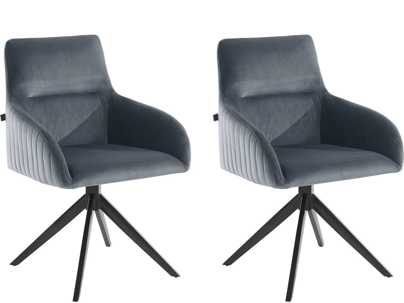 loft24 Esszimmersessel Neve (Set, 2-St., 2er-Set), Esszimmerstuhl mit Armlehne, Armlenstuhl, Samtoptik, Stuhl von loft24
