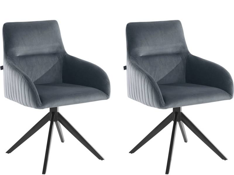 loft24 Esszimmersessel Neve (Set, 2-St., 2er-Set), Esszimmerstuhl mit Armlehne, Armlenstuhl, Samtoptik, Stuhl von loft24