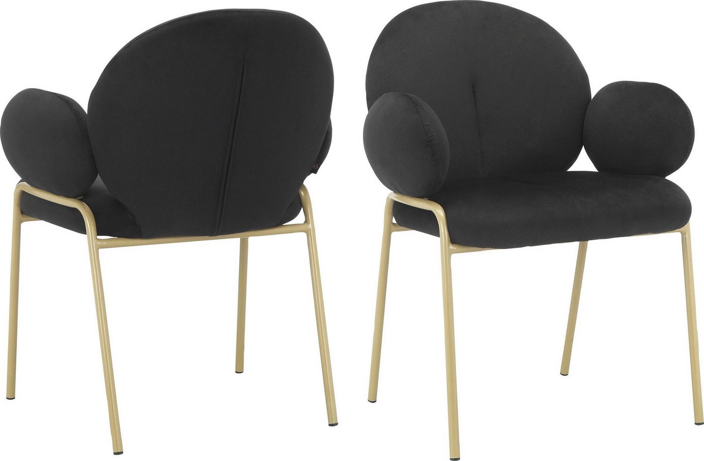 loft24 Esszimmersessel Xialing (Set, 2-St., 2er-Set), Metallgestell, Sitzhöhe ca. 48 cm, mit Armlehne von loft24