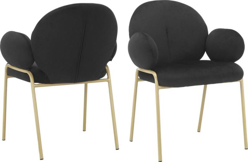 loft24 Esszimmersessel Xialing (Set, 2-St., 2er-Set), Metallgestell, Sitzhöhe ca. 48 cm, mit Armlehne von loft24