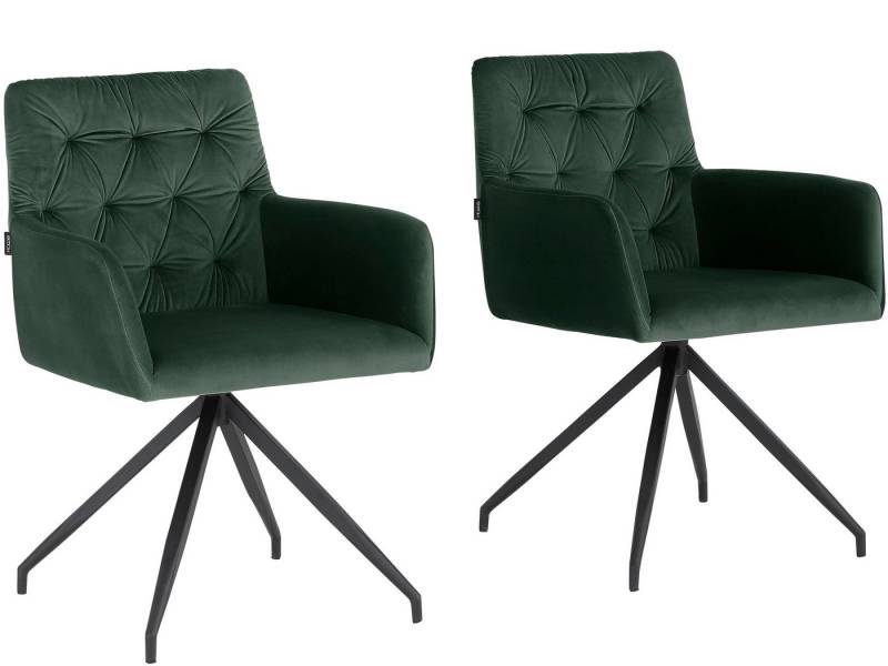 loft24 Esszimmerstuhl Aashay (Set, 2 St), Armlehnstuhl mit Metallgestell, Stuhl, Polsterstuhl, Lederoptik von loft24