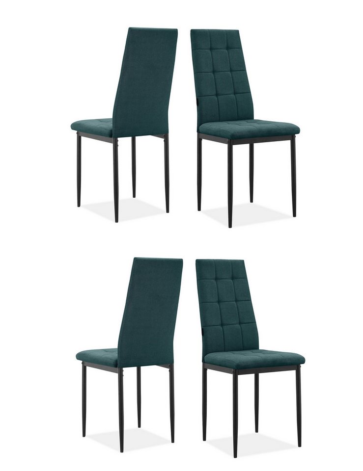 loft24 Esszimmerstuhl Bechs (Set, 4 St), Küchenstuhl, gepolstert, Metallgestell, Sitzhöhe 49 cm von loft24