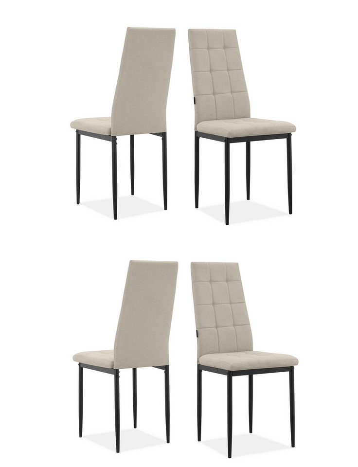loft24 Esszimmerstuhl Bechs (Set, 4 St), Küchenstuhl, gepolstert, Metallgestell, Sitzhöhe 49 cm von loft24