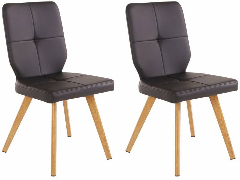 loft24 Esszimmerstuhl Davison (Set, 2 St), Bezug in Lederoptik, Beine in Holzoptik von loft24