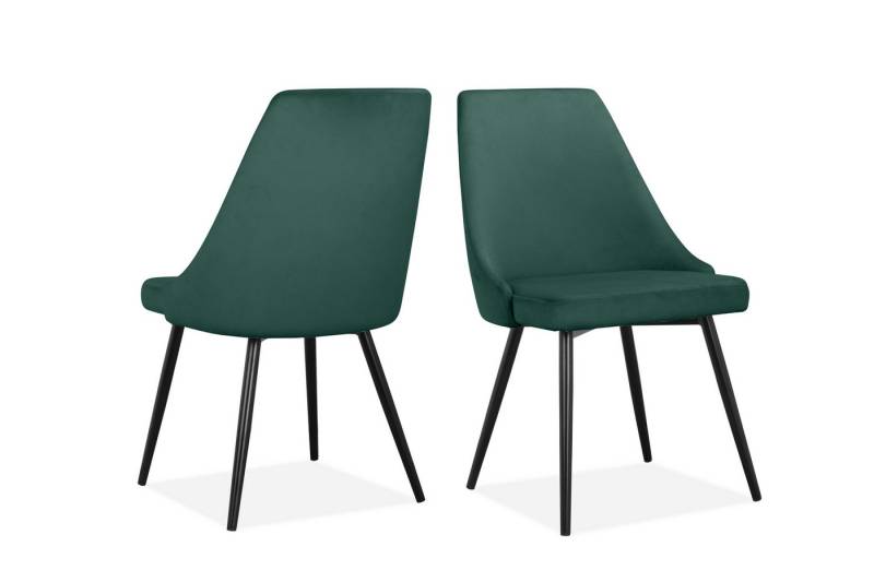 loft24 Esszimmerstuhl Krone (Set, 2 St), Polsterstuhl Stuhl Samtbezug Metallbeine Sitzhöhe 47 cm von loft24