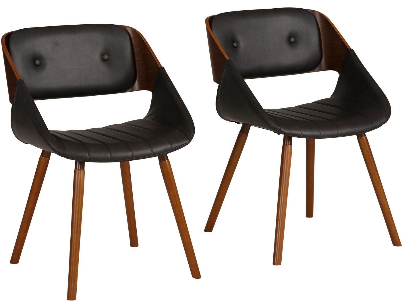 loft24 Esszimmerstuhl Larson (Set), Stuhl, Bezug in Lederoptik, Küchenstuhl, Mid Century von loft24
