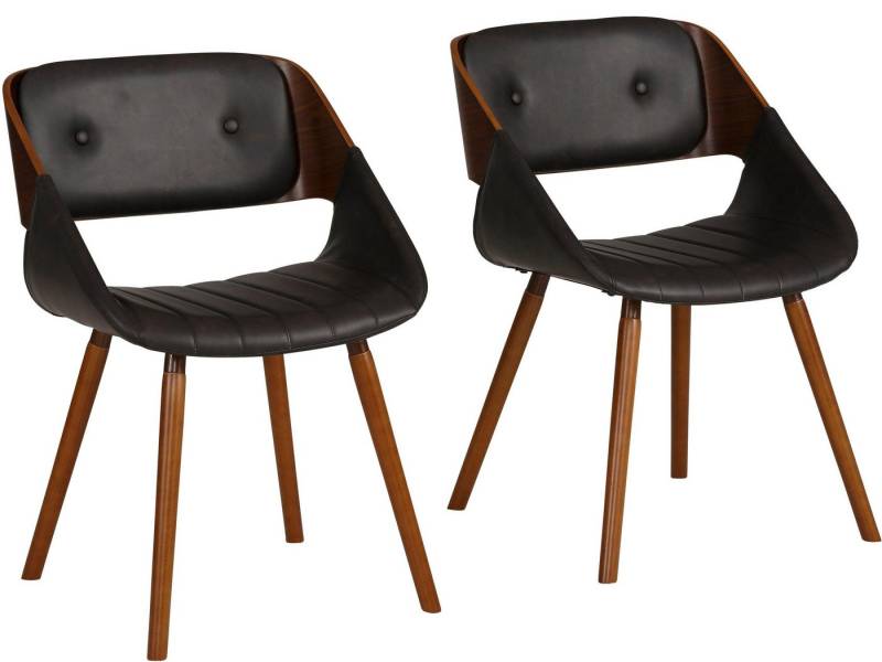 loft24 Esszimmerstuhl Larson (Set), Stuhl, Bezug in Lederoptik, Küchenstuhl, Mid Century von loft24