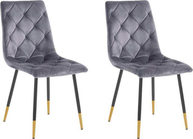 loft24 Esszimmerstuhl Lilith (Set, 2 St), Bezug in Samtoptik mit Steppung von loft24