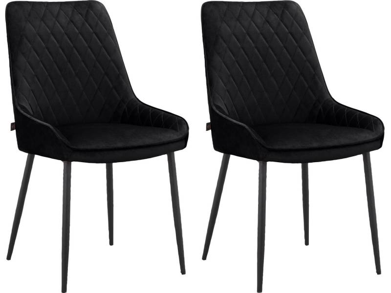 loft24 Esszimmerstuhl Mourice (Set, 2 St), Bezug in Samtoptik, Polsterstuhl, Stuhl, Metallbeine schwarz von loft24