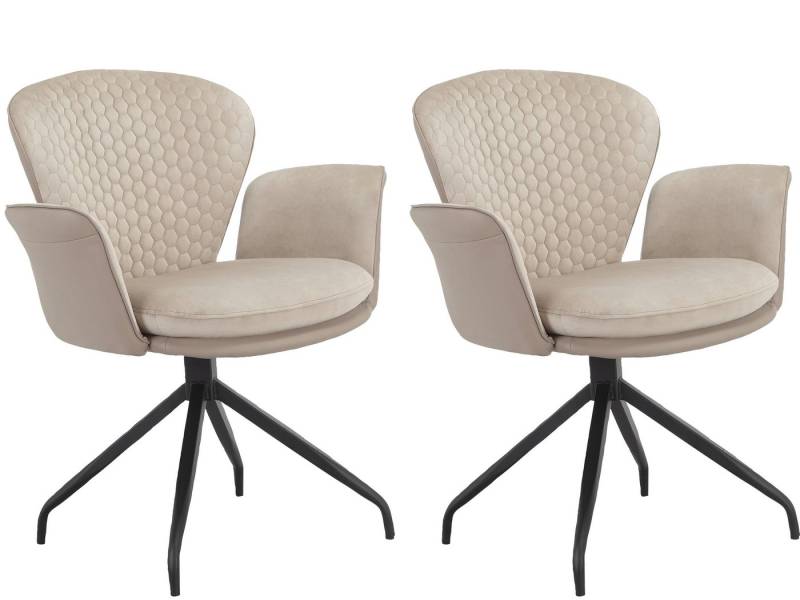 loft24 Esszimmerstuhl Otilia (2 St), Sitz und Rücken gepolstert, Sitzfläche in Velourstoff, Armlehne in PU von loft24