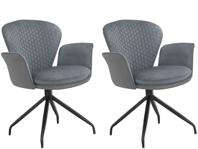 loft24 Esszimmerstuhl Otilia (2 St), Sitz und Rücken gepolstert, Sitzfläche in Velourstoff, Armlehne in PU von loft24