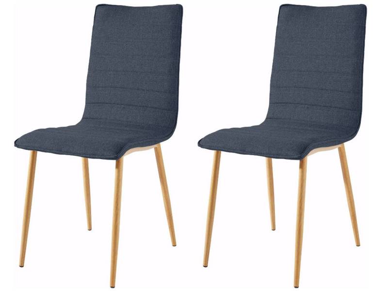 loft24 Esszimmerstuhl Porter (2er-Set), mit Metallbeinen in Holzoptik von loft24