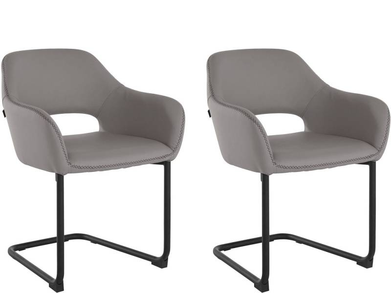 loft24 Esszimmerstuhl Ross (Set, 2 St), Freischwinger, Bezug in Lederoptik, Metallgestell, Sitzhöhe 48 cm von loft24