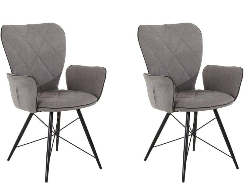 loft24 Esszimmerstuhl Vidal (Set, 2 St), Bezug aus Webstoff, Armlehnstuhl, Metallgestell von loft24