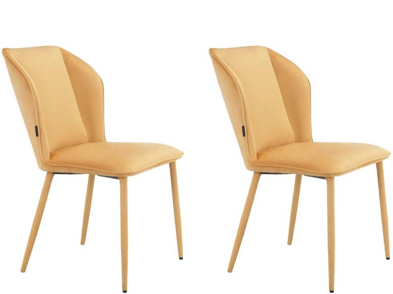 loft24 Esszimmerstuhl Vivi (Set, 2 St), Stuhl in Samtoptik, Polsterstuhl, Küchenstuhl, Metallbeine von loft24