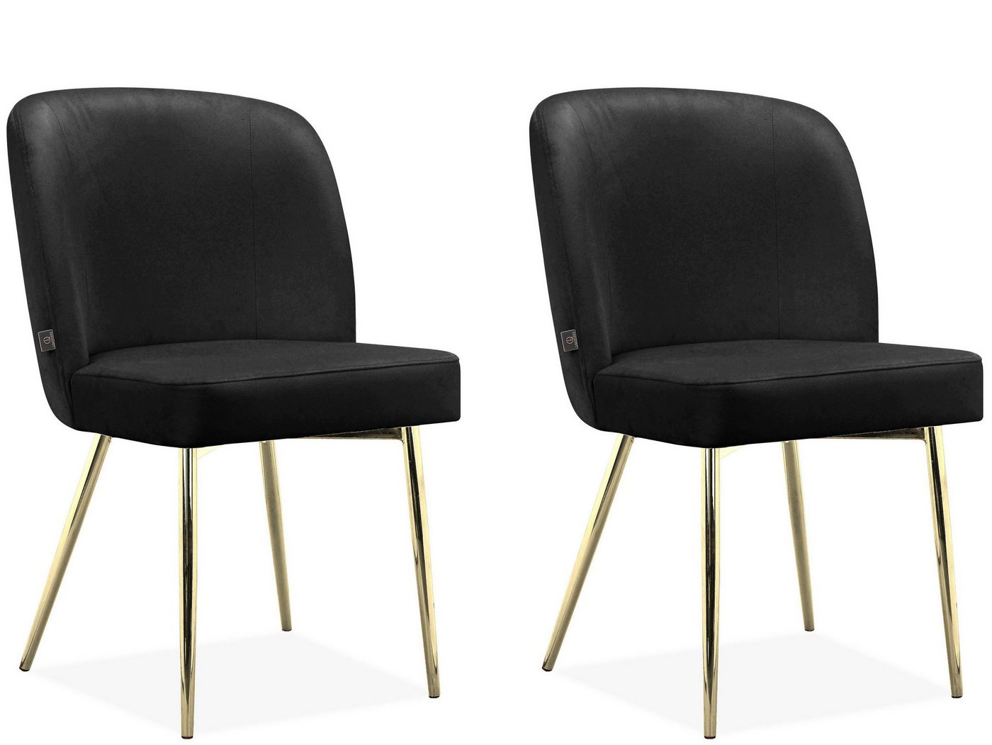 loft24 Esszimmerstuhl Ying (Set, 2 St), Metallgestell in goldfarben, Stuhl, Samtoptik, Polsterstuhl von loft24