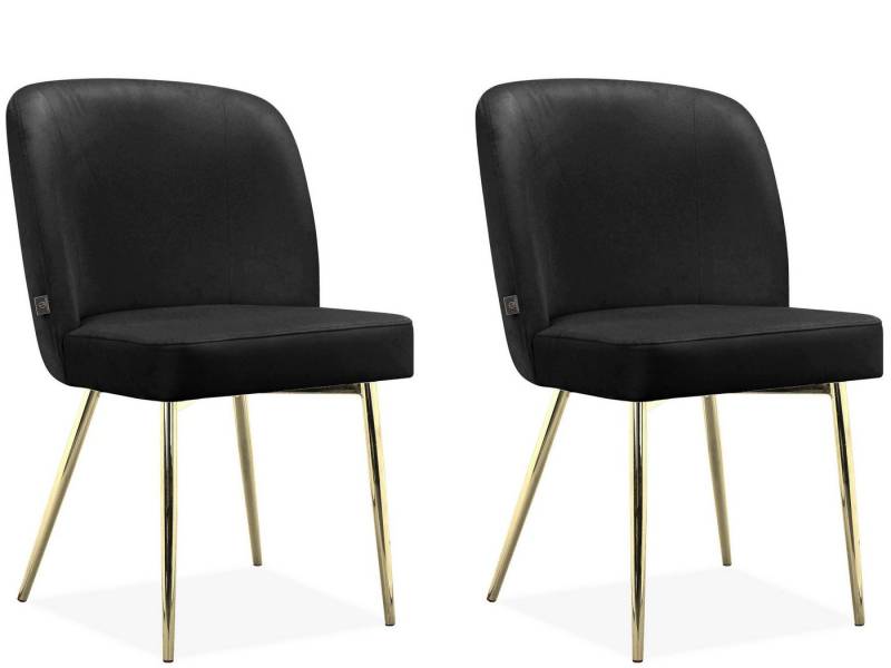 loft24 Esszimmerstuhl Ying (Set, 2 St), Metallgestell in goldfarben, Stuhl, Samtoptik, Polsterstuhl von loft24