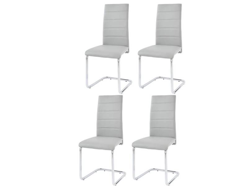 loft24 Freischwinger Adrian (Set, 4 St), Esszimmerstuhl, Küchenstuhl, Lederoptik, Chromgestell, modern von loft24
