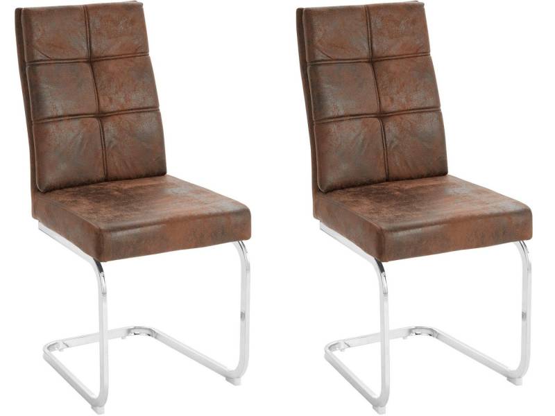loft24 Freischwinger Lagona (2er-Set, 2 St), Esszimmerstuhl, Polsterstuhl mit Chromgestell, Mikrofaser Bezug von loft24