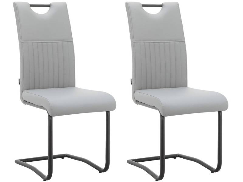loft24 Freischwinger Leung (Set, 2 St), Esszimmerstuhl, Polsterstuhl, Stuhl, Lederoptik, Metallgestell von loft24