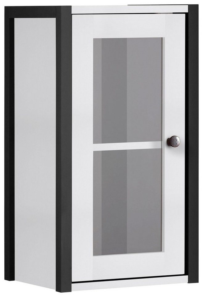 loft24 Glashängeschrank Ceno Hängeschrank Badezimmer, Badezimmerschrank, Badmöbel, Glastür, MDF von loft24