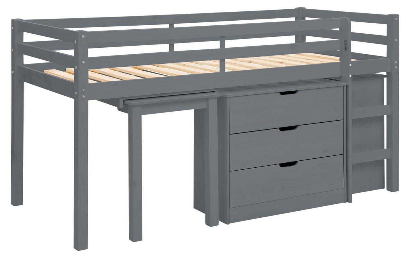 loft24 Hochbett Allie Kinderbett aus Kiefer mit Kommode, Schreibtisch im Landhausstil von loft24