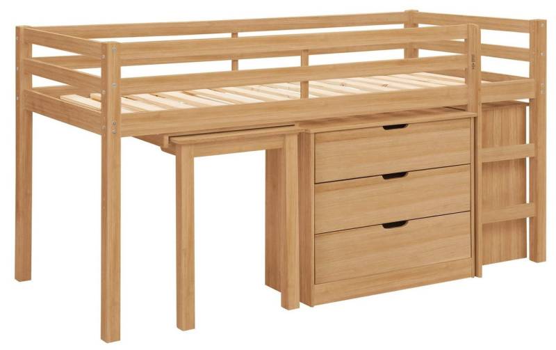 loft24 Hochbett Allie Kinderbett aus Kiefer mit Kommode, Schreibtisch im Landhausstil von loft24