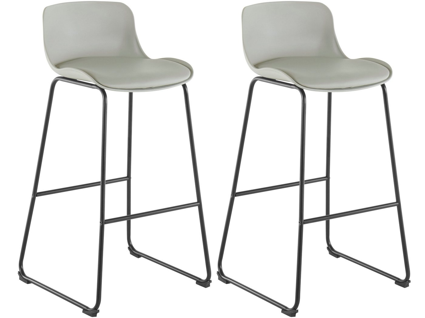 loft24 Hochstuhl Jackie (Set, 2 St), Barstuhl mit Metallgestell, Sitzkissen aus Kunstleder, Sitzhöhe 75 cm von loft24