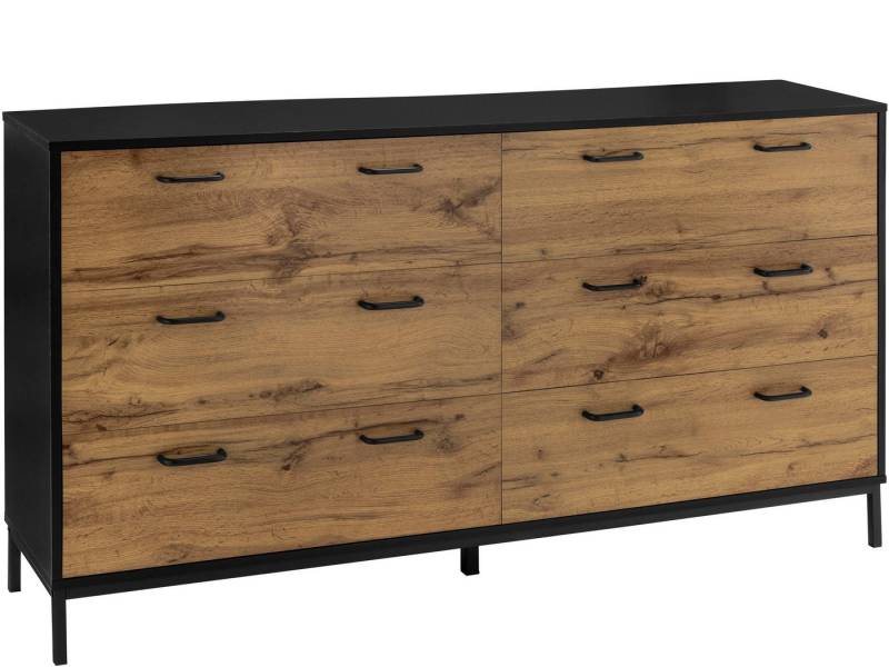 loft24 Kommode Rocky, 6 Schubladen, Metallgriffen, Anrichte, Schubladenkommode, Eiche Optik von loft24