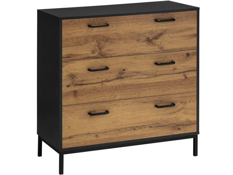 loft24 Kommode Rocky, Schubladenkommode 3 Schubladen Metallgestell Breite 80 cm von loft24