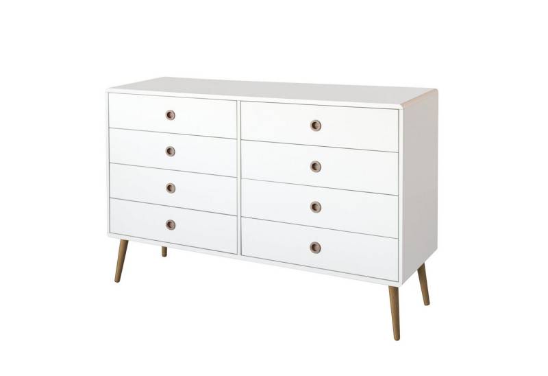 loft24 Kommode Softline, Schubladenkommode mit 8 Schubladen, weiß, Eicheoptik, 135 cm breit loft24 Kommode Softline, Schubladenkommode mit 8 Schubladen, weiß, Eicheoptik, 135 cm breit von loft24