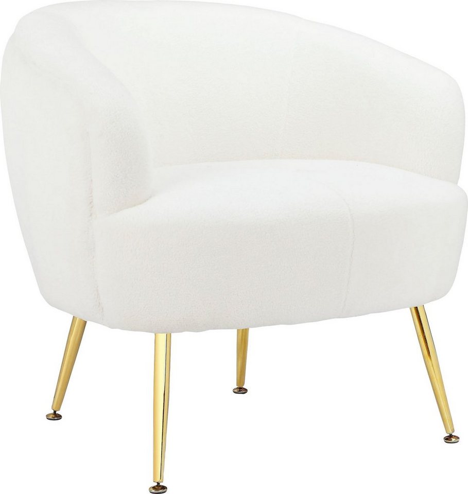 loft24 Loungesessel Scavo, Upholstered armchair with gold color von loft24