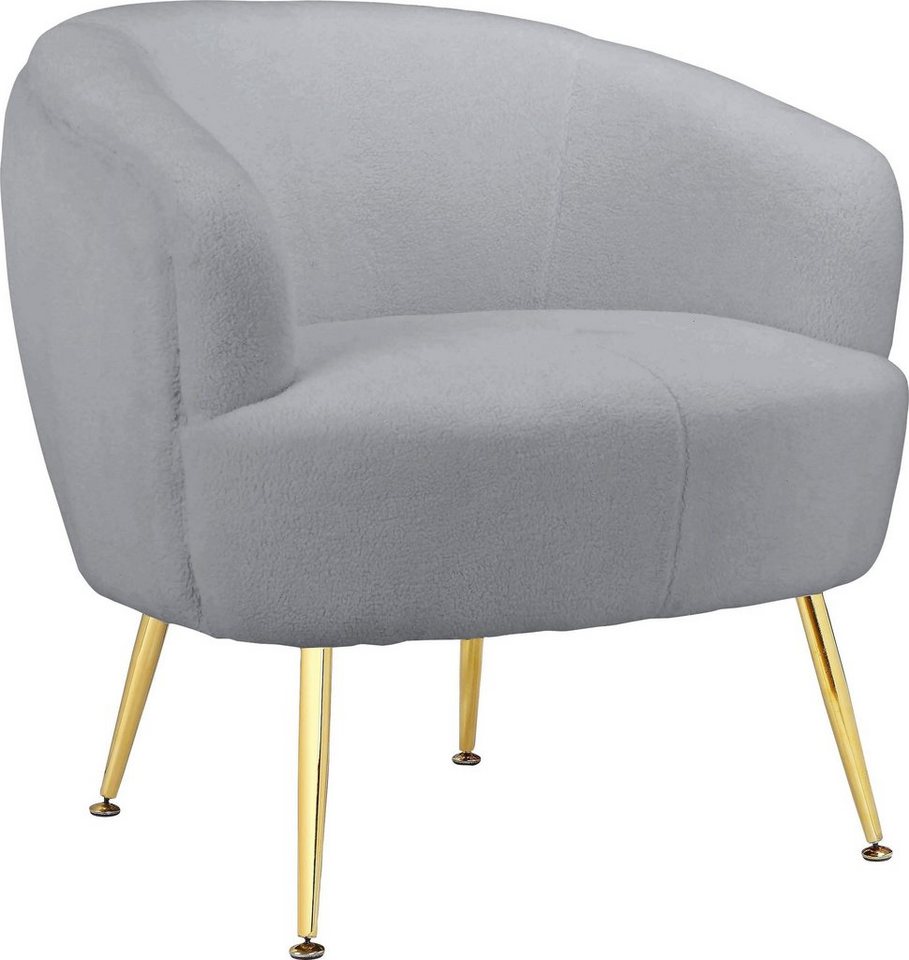 loft24 Loungesessel Scavo, Upholstered armchair with gold color von loft24