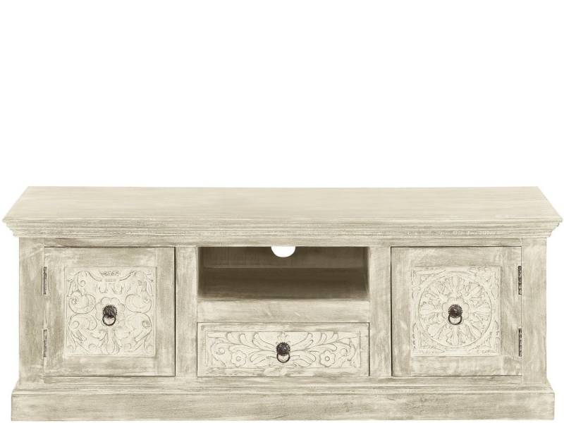 loft24 Lowboard Hiran, Fernsehschrank mit Kabelkanal, 2 Türen, 1 Schublade, Mangoholz von loft24