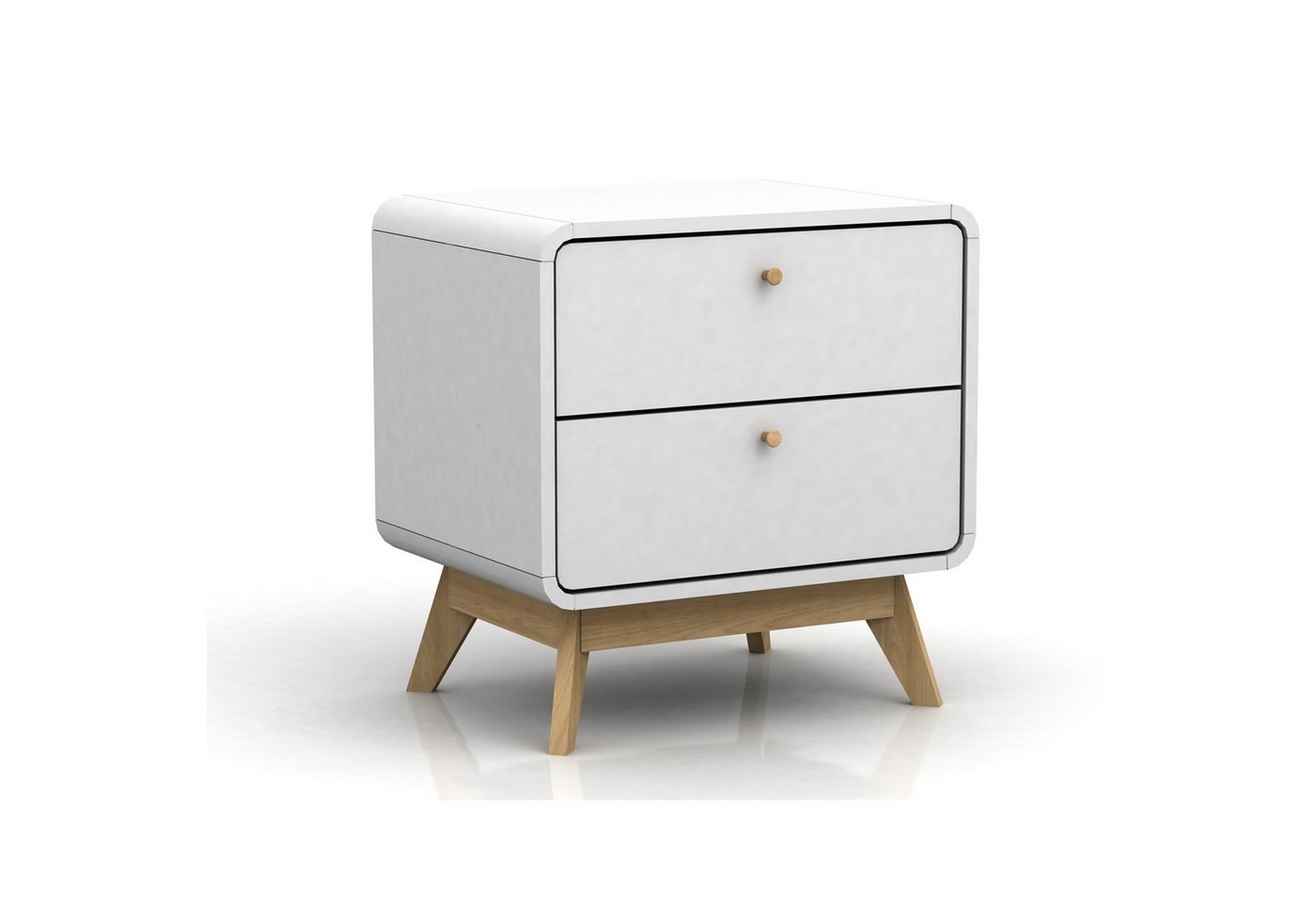 loft24 Nachtschrank Caitlin Nachttisch mit 2 Schubladen, MDF, Skandinavisches Design von loft24