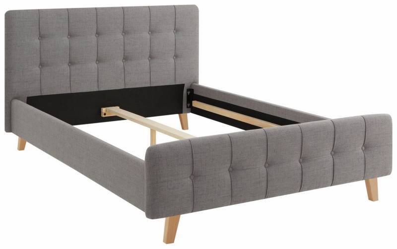 loft24 Polsterbett Limbo, Bettgestell Doppelbett Bettrahmen, Retro Design von loft24