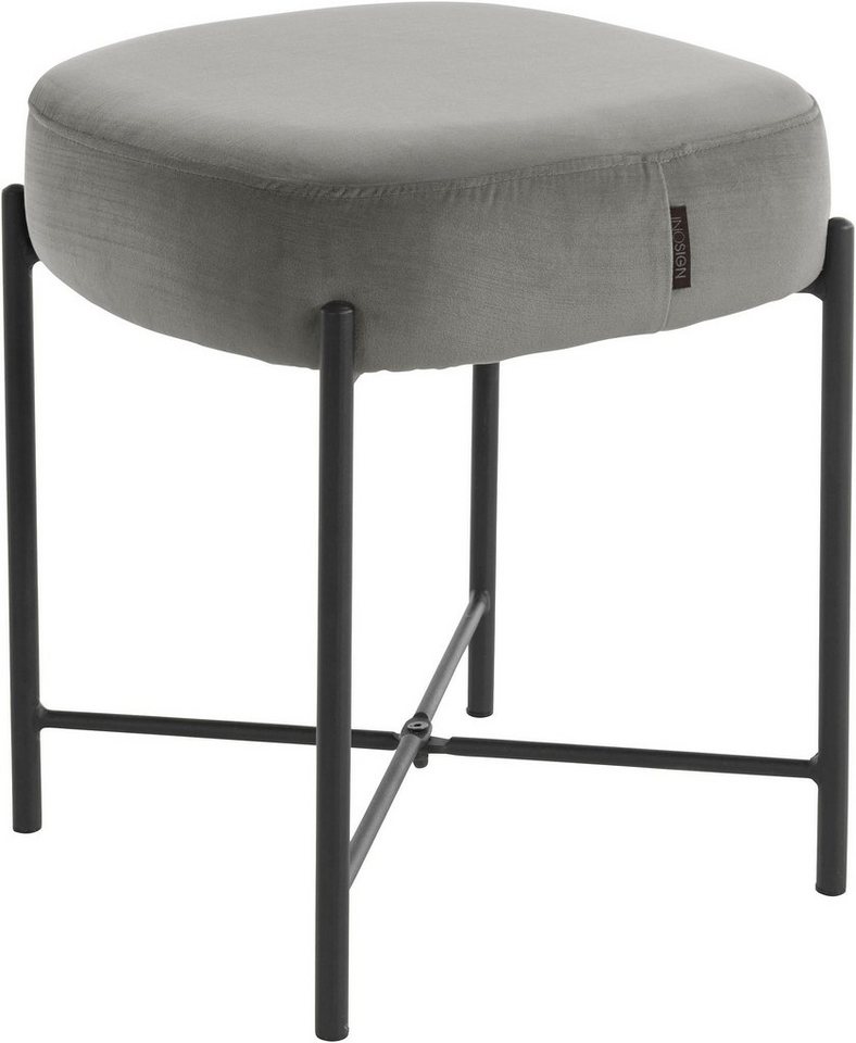 loft24 Polsterhocker Beate (1 St), Hocker rund, Samtoptik, Metallgestell von loft24