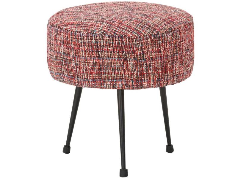 loft24 Polsterhocker Kaia, runder Hocker mit Bezug aus Webstoff und Metallbeinen von loft24