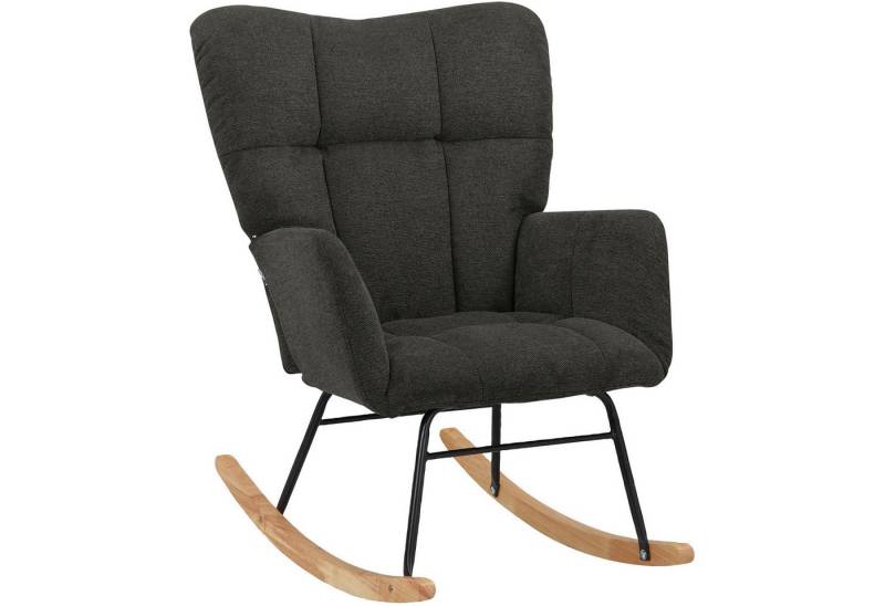 loft24 Schaukelstuhl Olaf (1 St), Sitz und Rücken gepolstert, Beine aus Metall und Holz, Sitzhöhe 48 cm von loft24