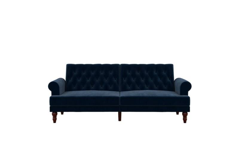 loft24 Schlafsofa Cassidy, Bezug in Samtoptik, Knopfheftung, gedrechselte Holzbeine, Breite 212 cm von loft24