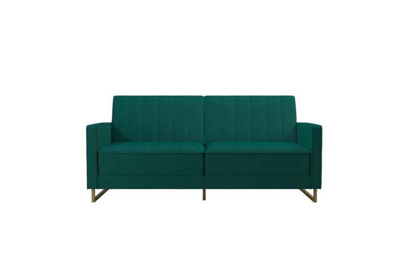 loft24 Schlafsofa Skylar, Bezug in Samtoptik mit golfarbenen Metallbeinen, Breite 195,5 cm von loft24