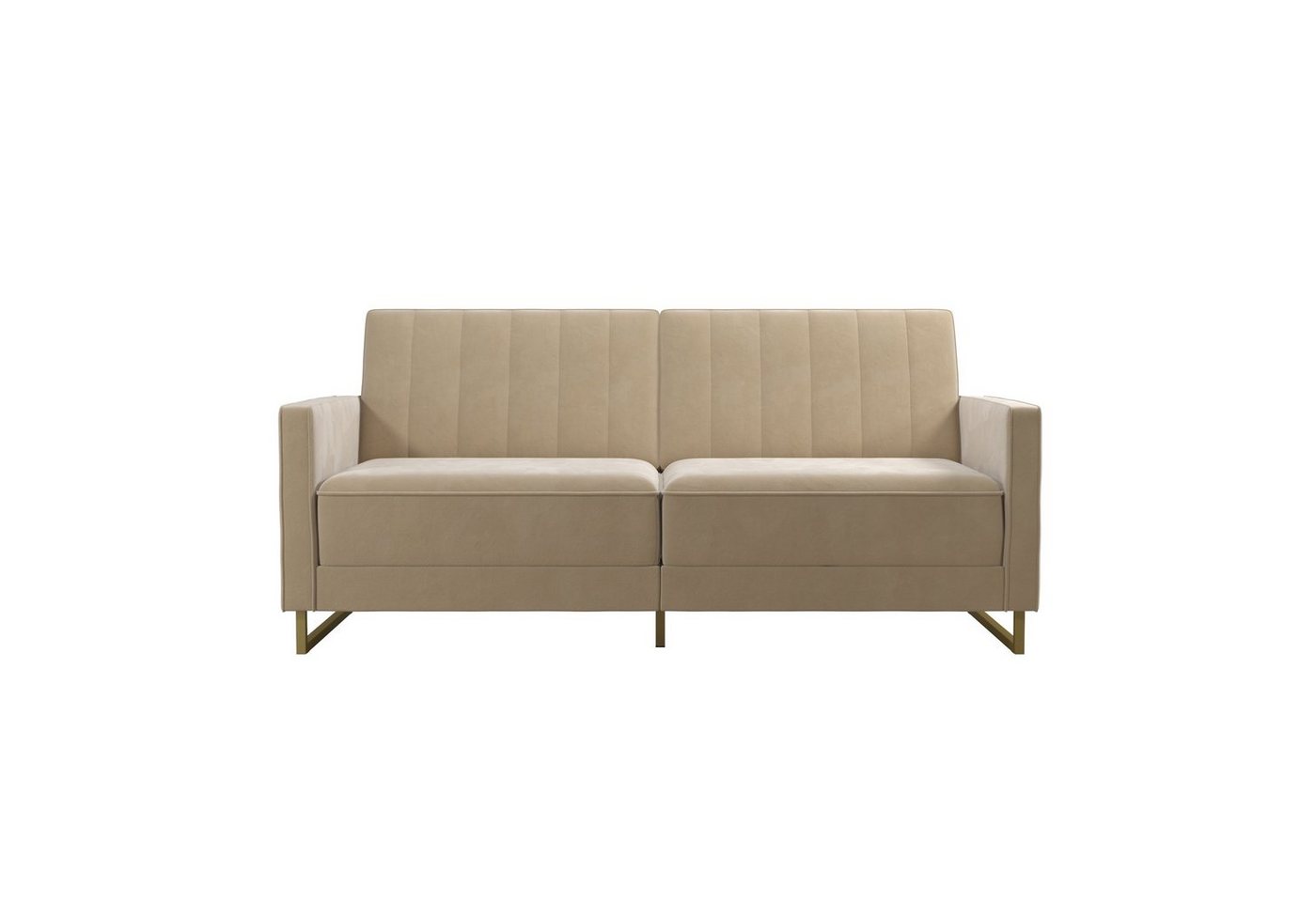 loft24 Schlafsofa Skylar, Bezug in Samtoptik mit golfarbenen Metallbeinen, Breite 195,5 cm von loft24