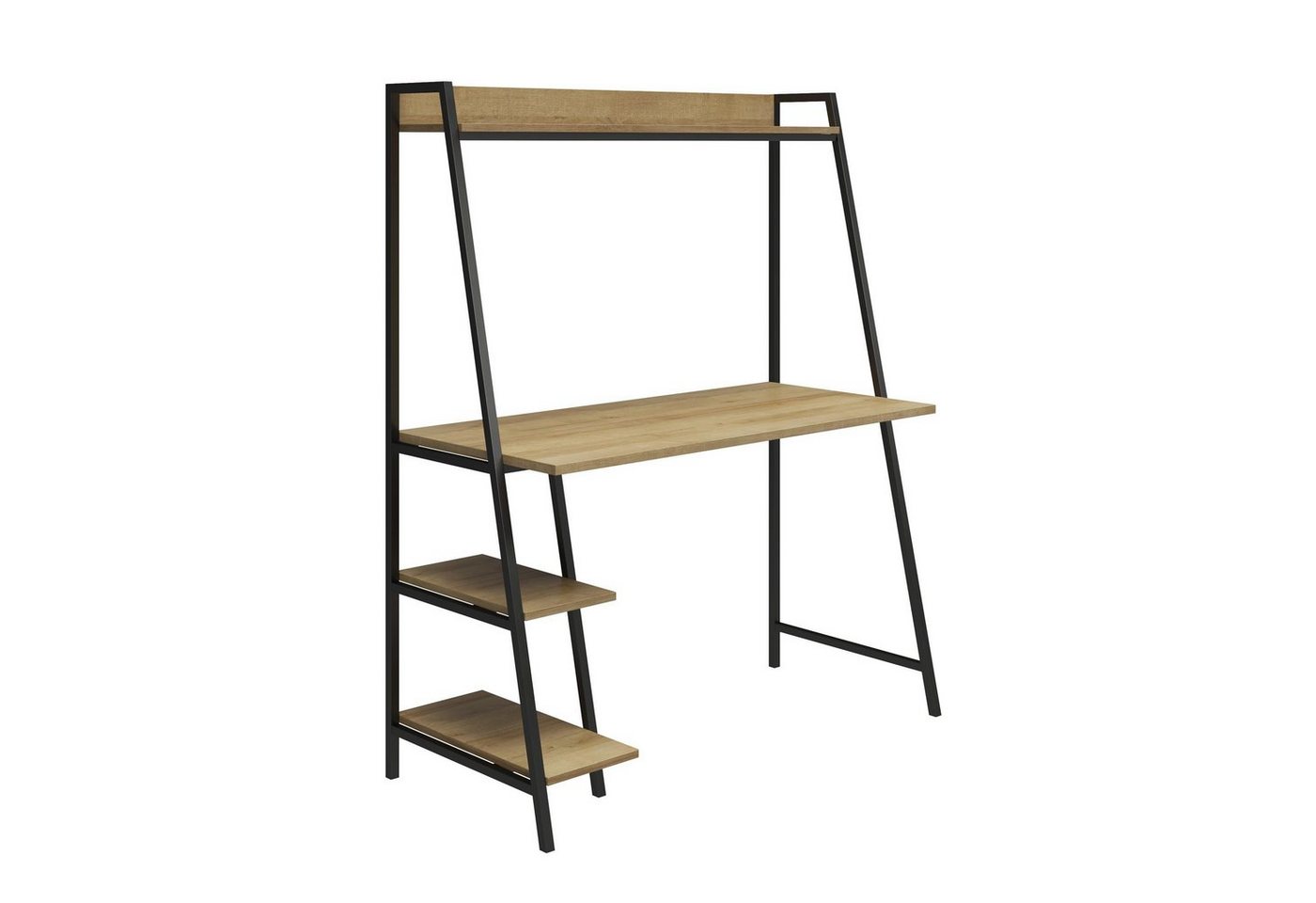 loft24 Schreibtisch Bushwick, Leiter Schreibtisch aus Holzwerkstoff mit Metallgestell von loft24